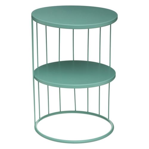HOMEMANIA Table Basse Luxury - avec Étagères - pour Canapé, Salon - Bleu Clair en Fer, 36 x 36 x 52 cm