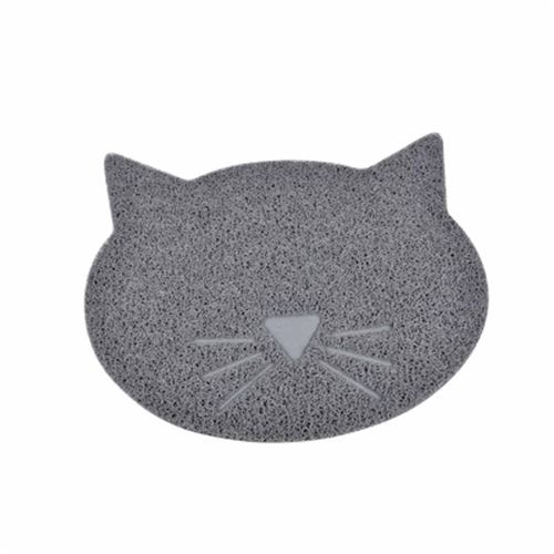 Tapis Repas pour Chat Tête de Chat 43cm Gris