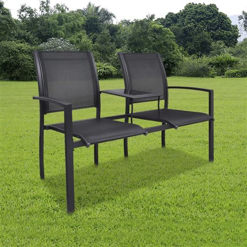 Chunhe Banc de jardin à 2 places 131 cm Acier et textilène Noir AB40838