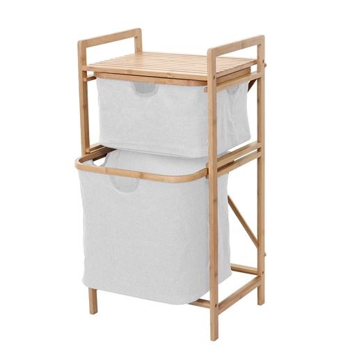 Meuble à linge MENDLER HWC-B56, 2 paniers, bambou, 84x44x34cm, 72l