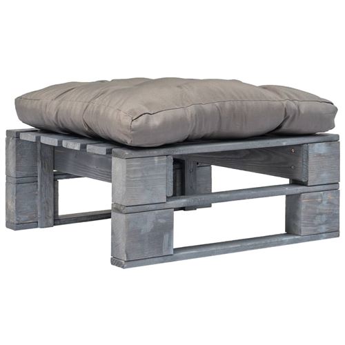 Repose-pied palette de jardin avec coussins gris Bois gris FSC