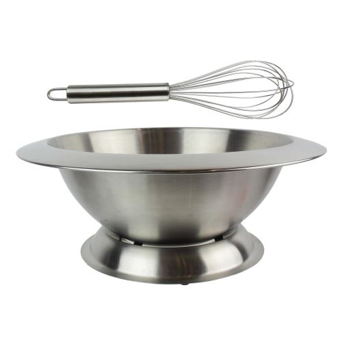 Bol mélangeur inclinable sur socle + fouet - inox