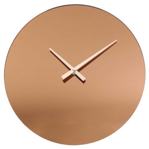 Horloge murale couleur cuivre - Miroir fumé - Pendule moderne