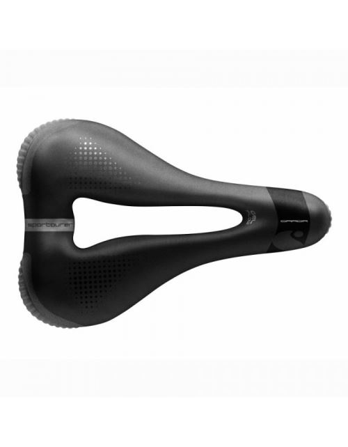 Selle sportourer loisir-vae garda lady gelflow noir elastomeres 540g 172x255mm avec trou central rail acier