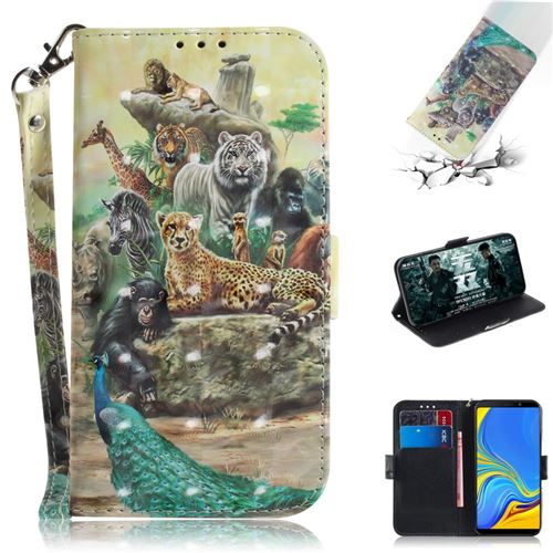 Etui en PU impression de motifs les animaux se rassemblent pour votre Samsung Galaxy A9 (2018)/A9 Star Pro/A9s