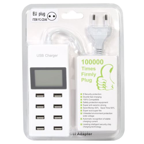 Chargeur Universel Portable / Chargeur Mural, 8 USB Ports Station de Chargeur avec la prise de l'UE 8 Ports USB