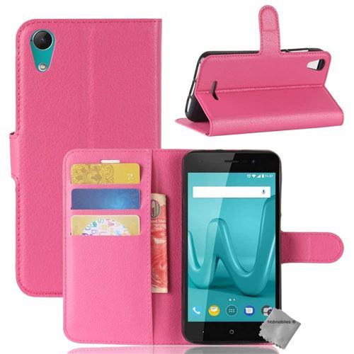 Housse etui coque pochette portefeuille pour Wiko Lenny 4 avec verre trempe - ROSE