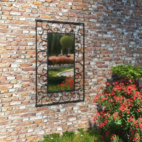 Miroir Mural Miroirs en verre Miroir Décoration de jardin pour Salon miroir Salle de Bains 50 x 80 cm noir Modèle 2