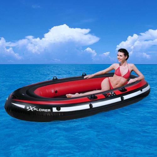 Bateau Gonflable pour 3 personnes - 1 kit de réparation pour crevaisons -1 corde à tirer (longueur approx. : 8 m)