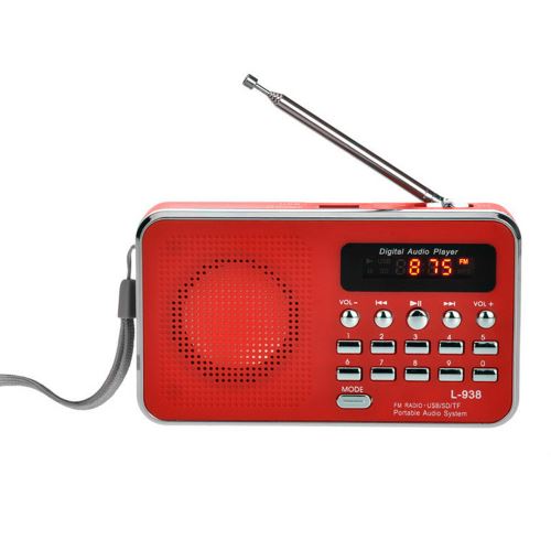 Portable Radio FM numérique Mini haut-parleur Musique Lecteur MP3 USB AUX TF LED lumière