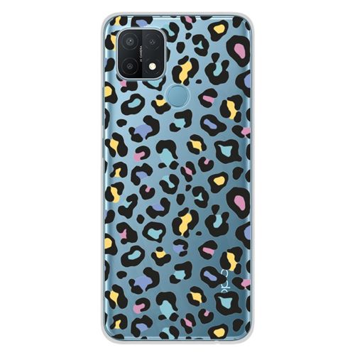 Coque en silicone imprimée compatible Oppo A15 Léopard coloré