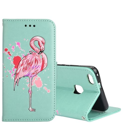 Huawei P10 Lite Housse Etui Cuir PU flamand rose Vert ALS53847