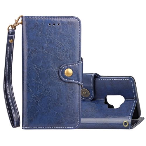 Galaxy S9 Housse Etui Cuir PU Effet Peau rétro Bleu ALS53016