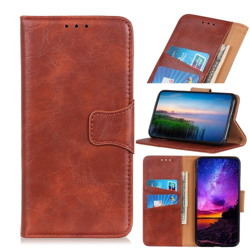 Etui en PU crazy horse magnétique split avec support marron pour votre Nokia 3.2