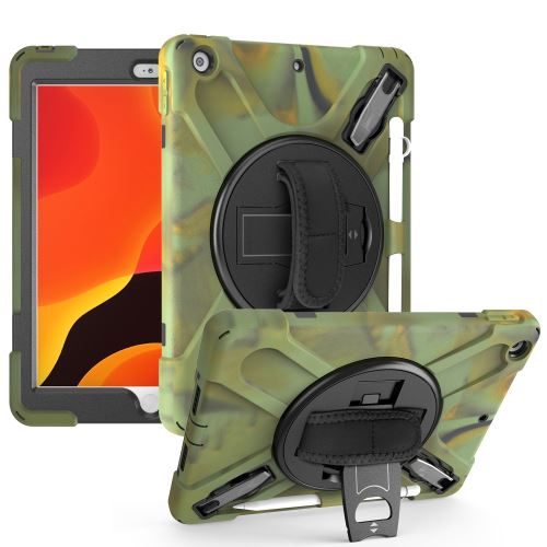 Coque en TPU + Silicone avec deux types de béquille, sangle et porte-stylet camouflage pour votre Apple iPad 10.2 (2019)