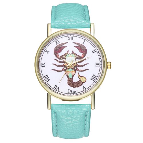 Scorpion montre zodiac constellation regarder dames montre pour hommes tendance montre à quartz T287-AMenthe verte
