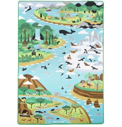 Jumbo Tapis de voyage du monde avec des animaux 200 x 147 cm
