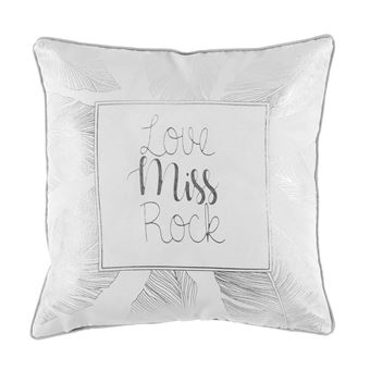Coussin déhoussable 40x40 cm imprimé métallisé Veggy Blanc/gris - 1