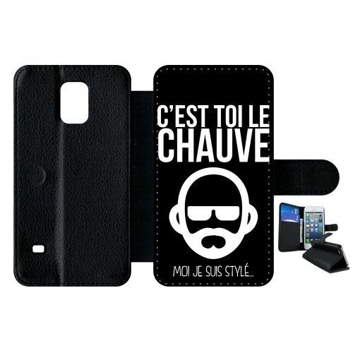 Etui à rabat samsung galaxy s5 c est toi le chauve moi je suis styl 1