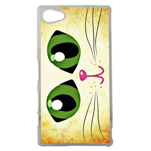 Coque Yeux De Chat Vert Compatible Sony Z5 Compact Transparent