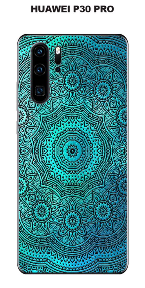 Coque Huawei P30 PRO design Mandala rosace Bleu & Noir