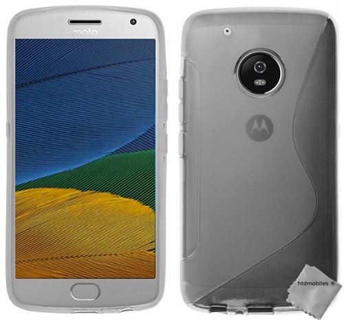 Housse etui coque pochette silicone gel fine pour Motorola Moto G5 Plus avec verre trempe - TRANSPARENT