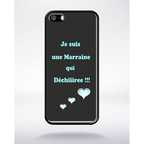 Coque Marraine Turquoise Et Noir Compatible Apple Iphone 5 Bord Noir Silicone