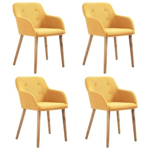 vidaXL Eetkamerstoelen 4 st stof en massief eikenhout geel