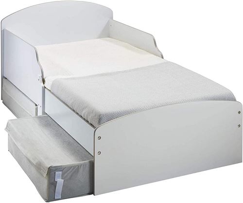 Lit enfant blanc avec deux tiroirs de rangement