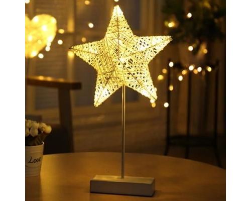 Lampe Décorative Étoile Romantique Rotin Câble Luminaire LED 3M Lumière Blanc - YONIS