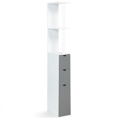 23 Sur Meuble Wc Etagere Bois 3 Portes Blanc Et Gris Gain De