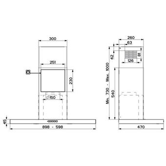 Hotte décorative 700m³/h ROBLIN 90cm, 6850896