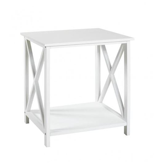 Table d'appoint coloris blanc en MDF - L 40 x P 40 x H 45 cm -PEGANE-