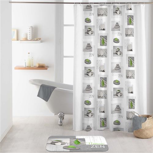 rideau de douche avec crochets 180 x 200 cm polyester imprime relaxa