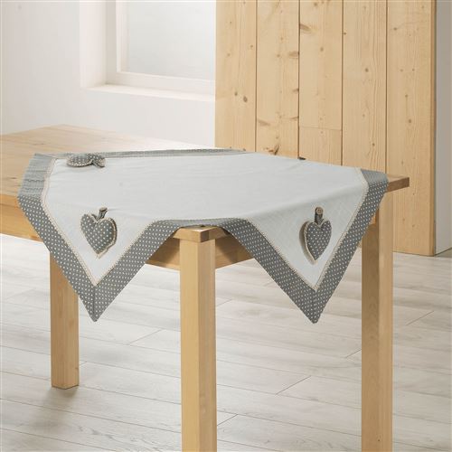 Nappe carree 85 x 85 cm polyester fanny Gris/Blanc