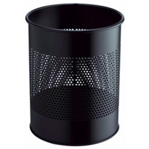 durable durable corbeille metal, ronde, 15 litres, argent métallisé noir