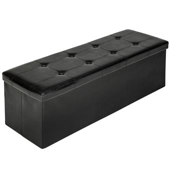 Tectake Banc Coffre De Rangement Pliable Aspect Cuir Noir Achat Prix Fnac