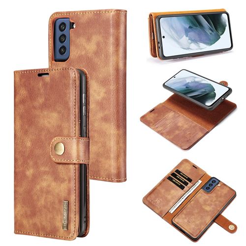 Coque pour Samsung Galaxy S22+ Etui Frusde en PU cuir avec fonction support et Porte-carte - Brun