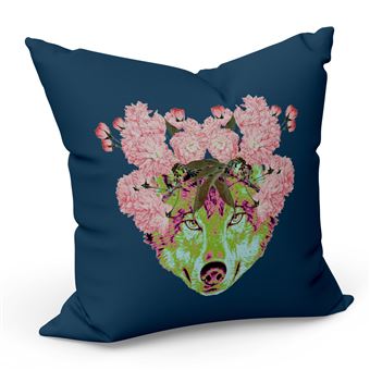 Fabulous Housse de coussin Bleu Flora Loup Couronne [40x40 cm] - 1