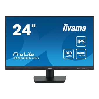 iiyama ProLite XU2493HSU-B6 - Écran LED - 24" (23.8" visualisable) - 1920 x 1080 Full HD (1080p) @ 100 Hz - IPS - 250 cd/m² - 1000:1 - 1 ms - HDMI, DisplayPort - haut-parleurs - noir mat