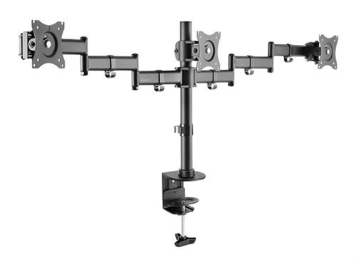 LogiLink - Kit de montage - bras réglable - pour 3 écrans LCD - acier pressé à froid solide - Taille d'écran : 13-27 - montrable sur bureau