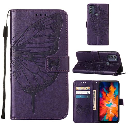 MPFRANCE Housse pour Motorola Moto G50 4G Violet Intense [Papillon V3]