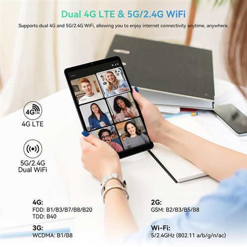 Tablette 8 pouces,Tablette et téléphone WiFi 5G+4G LTE(passer des