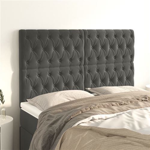 vidaXL Têtes de lit 4 pcs Gris foncé 72x7x78/888 cm Velours