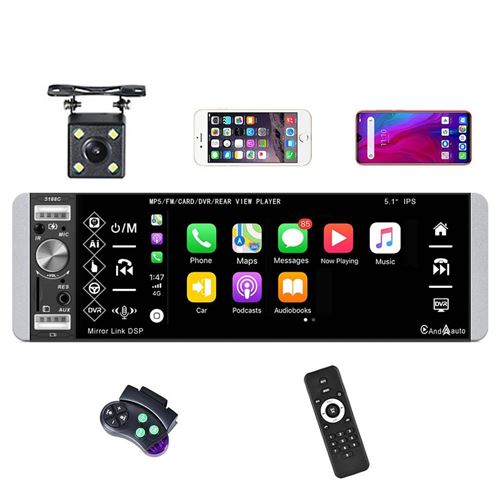 Autoradio 5.1 Pouces Écran IPS Bluetooth Carplay Android Auto Caméra Recul YONIS