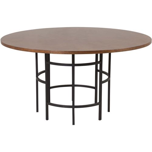 Non Communiqué Marron Table De Repas Effet Bois Et Noir En Mdf Et Acier Copenhagen 140 Cm