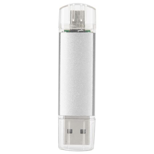 Clé USB flash 2 en 1 en alliage d'aluminium 64G pour Windows OS X argent