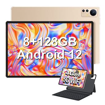 Tablette Tactile Android 12 2.4G+5G Wifi, RAM 8 Go ROM 128 Go/SD 1 To 7000mAh Tablette PC Dual Sim - Or - 1
