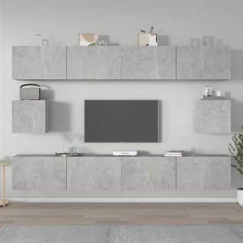 Non Communiqué Gris Ensemble De Meubles Tv 6 Pcs Béton Bois D Ingénierie