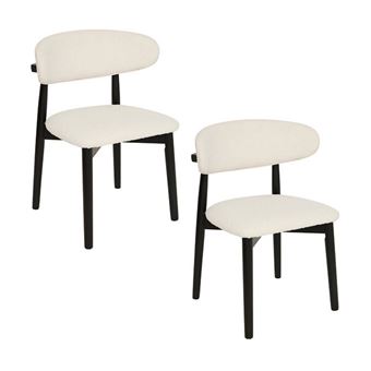 Lot de 2 chaises coloris blanc et structure bois noir - Longueur 51 x Profondeur 56 x Hauteur 78 cm - PEGANE - - 1